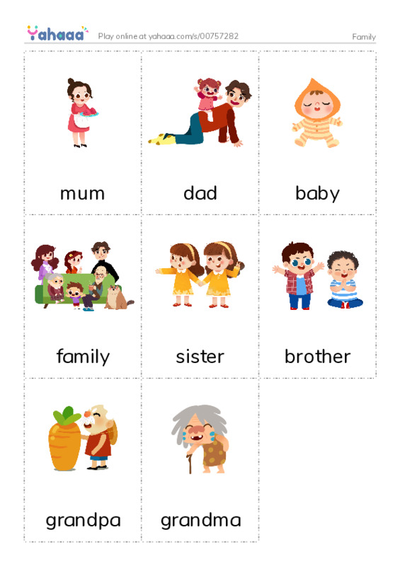 Picture flashcards worksheet for Family