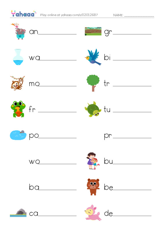 Write the word rows worksheet for Where Animals Live