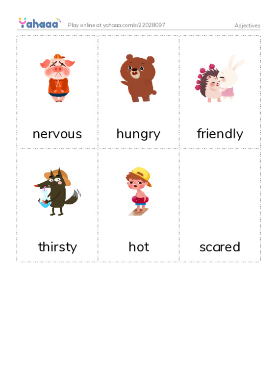 Picture flashcards worksheet for Adjectives