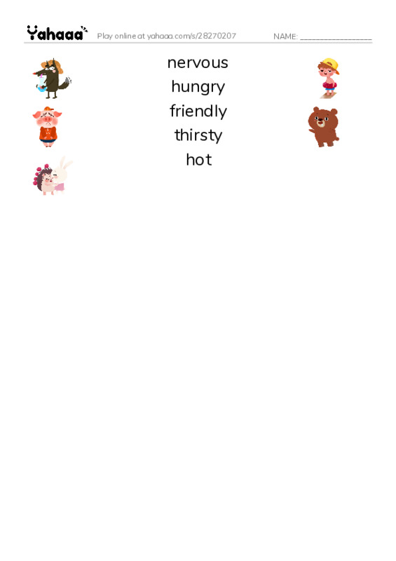Match both sides worksheet for Adjectives