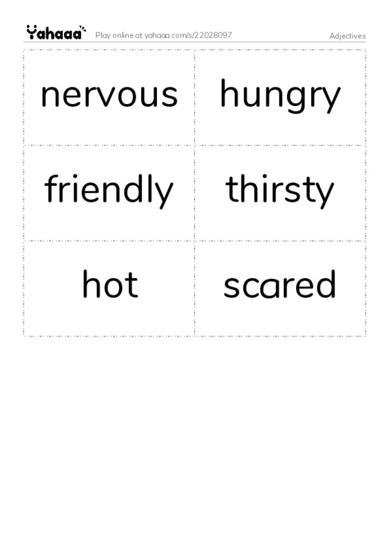 Word flashcards worksheet for Adjectives