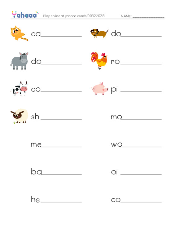 Write the word rows worksheet for Who said moo?