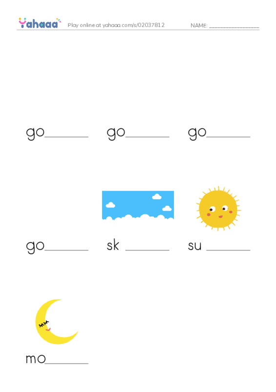 Finish the word worksheet for greeting