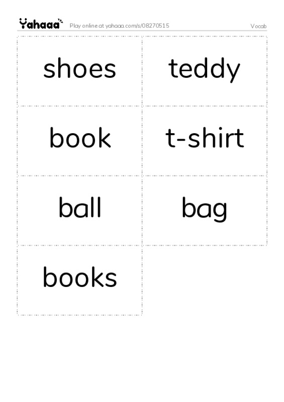 Word flashcards worksheet for Vocab