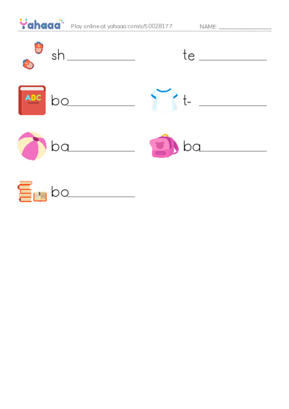 Write the word rows worksheet for Vocab