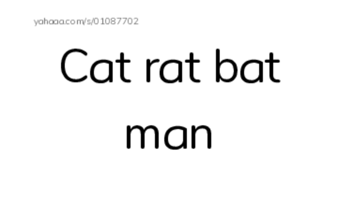 Index cards, words only worksheet for Cat rat bat man