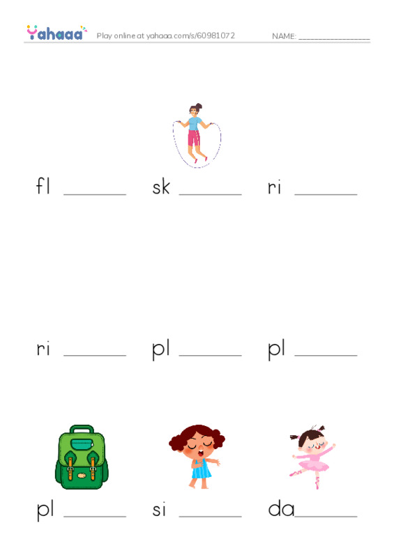 Finish the word worksheet for Unit 5: Things we can do