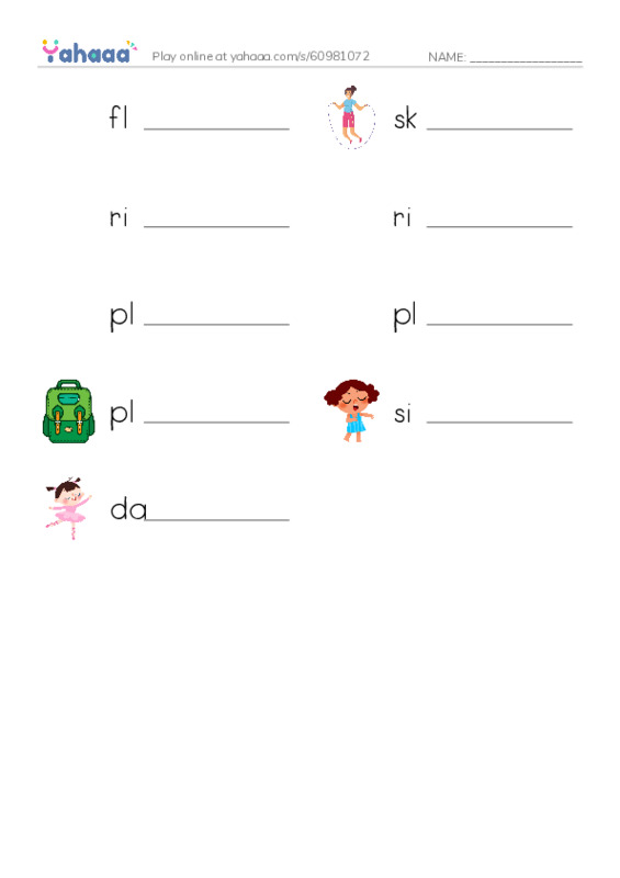 Write the word rows worksheet for Unit 5: Things we can do