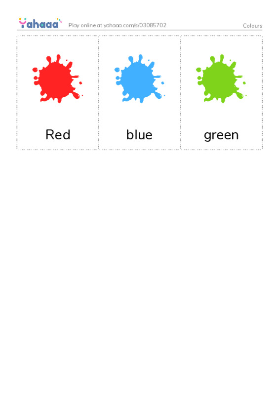 Picture flashcards worksheet for Colours