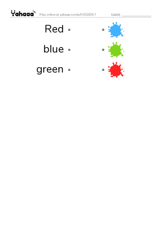Draw a line to match worksheet for Colours