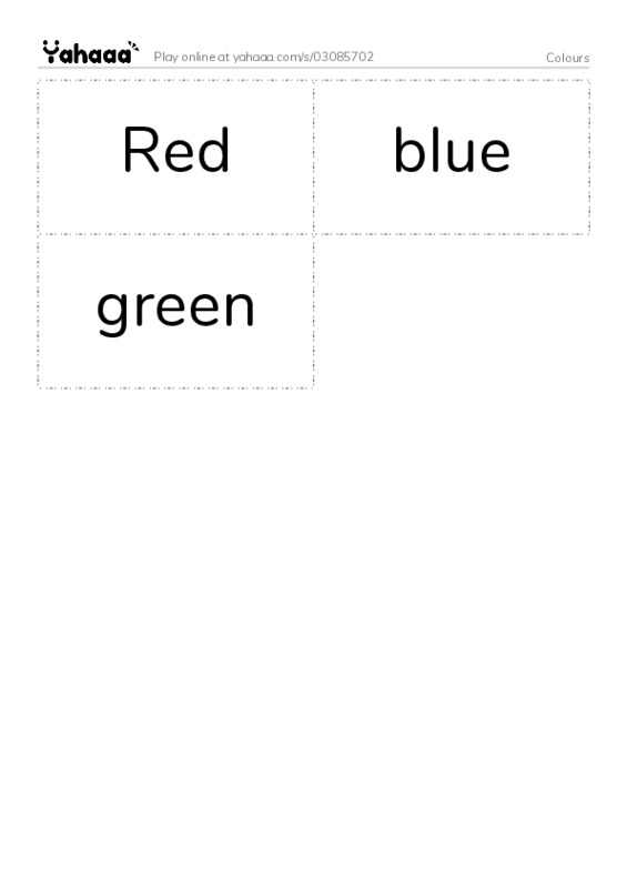 Word flashcards worksheet for Colours