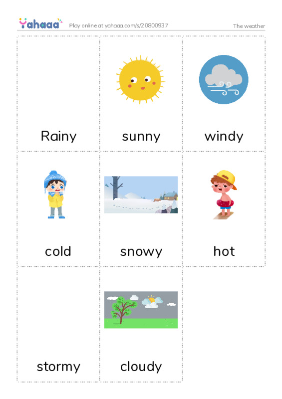 Picture flashcards worksheet for The weather