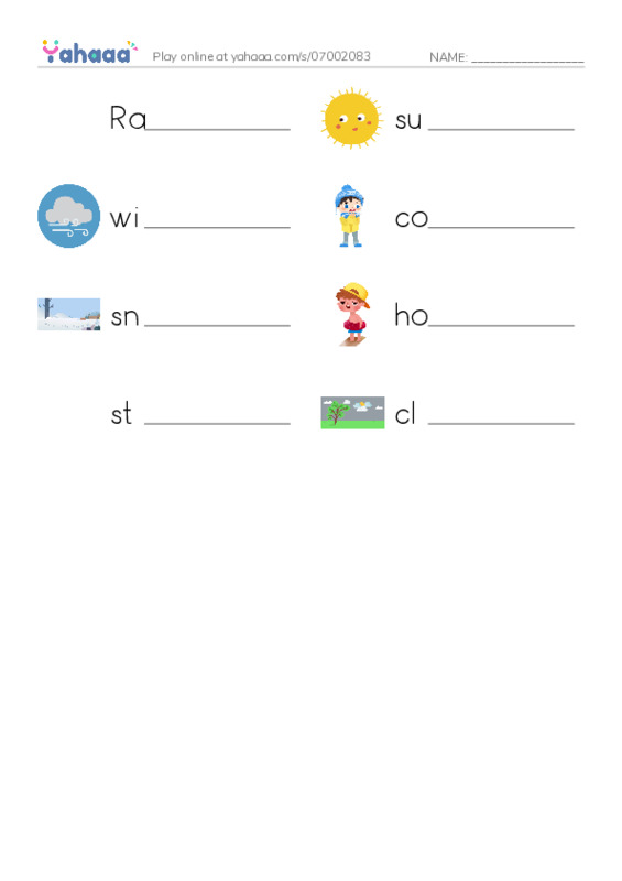 Write the word rows worksheet for The weather