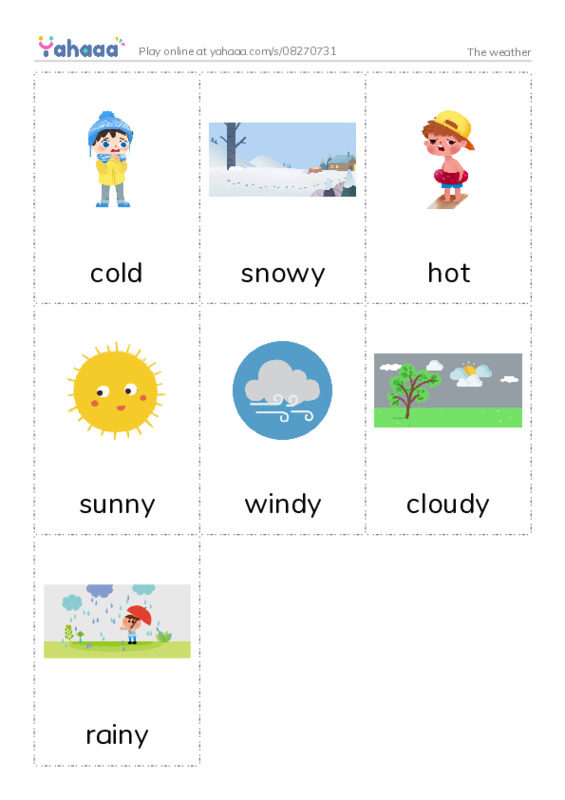 Picture flashcards worksheet for The weather