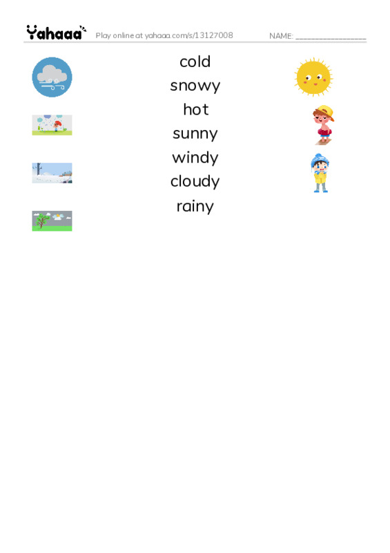 Match both sides worksheet for The weather