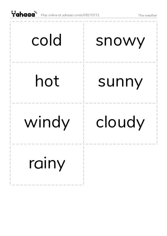 Word flashcards worksheet for The weather
