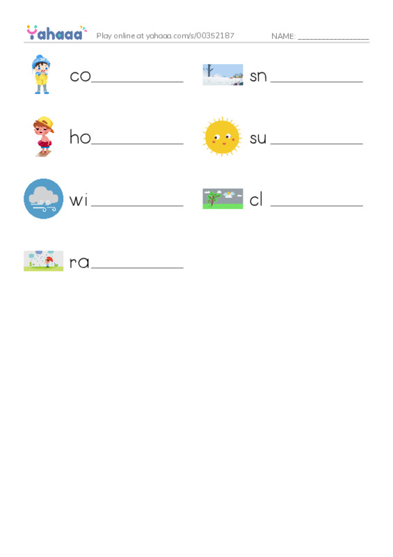 Write the word rows worksheet for The weather