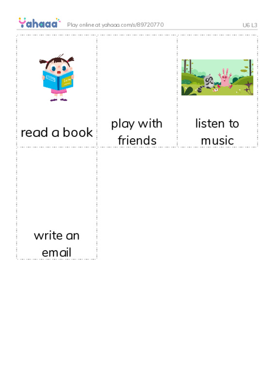 Picture flashcards worksheet for U6 L3