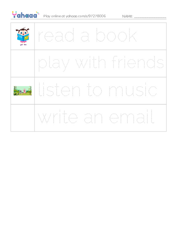 Picture and word rows worksheet for U6 L3