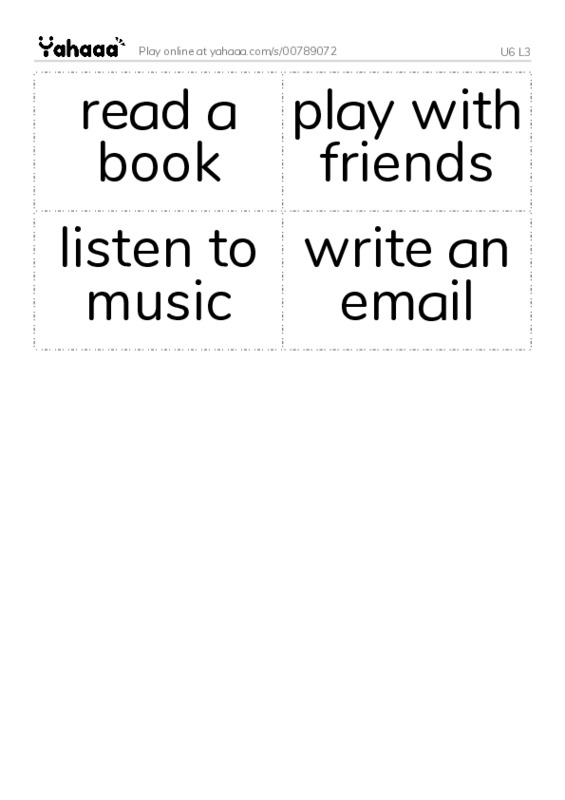 Word flashcards worksheet for U6 L3
