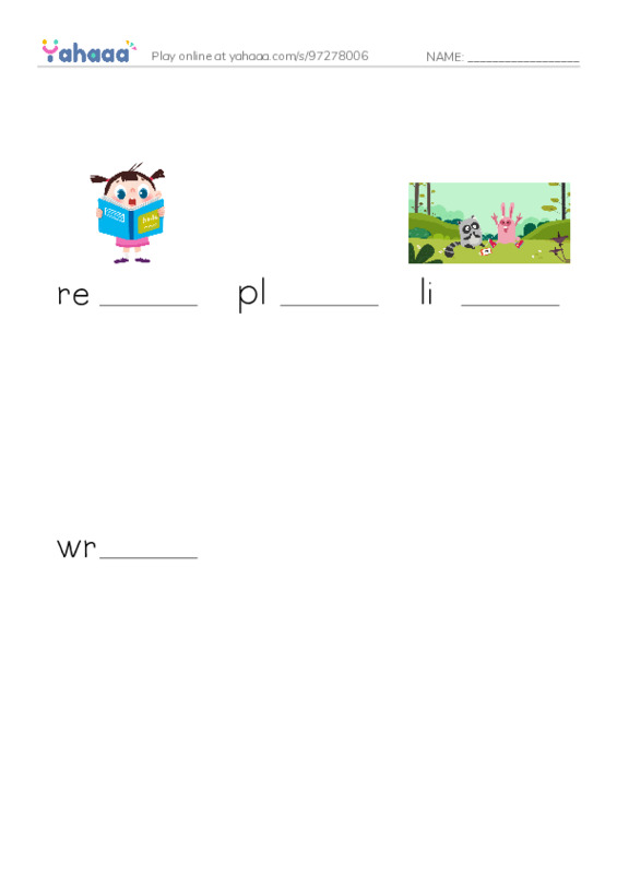Finish the word worksheet for U6 L3
