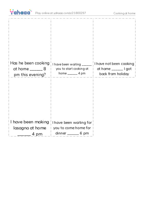 Picture flashcards worksheet for Cooking at home