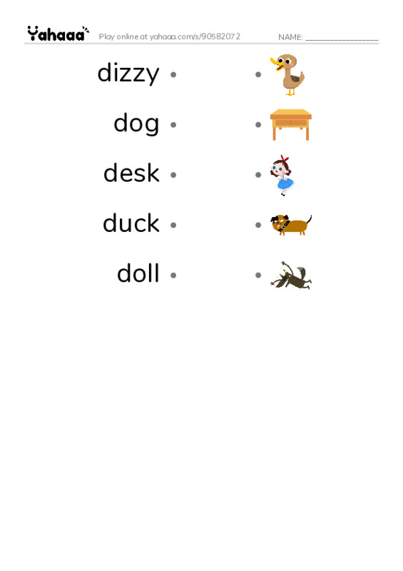 Draw a line to match worksheet for Dd