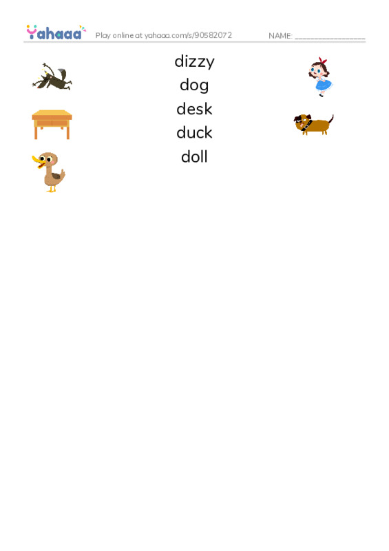 Match both sides worksheet for Dd