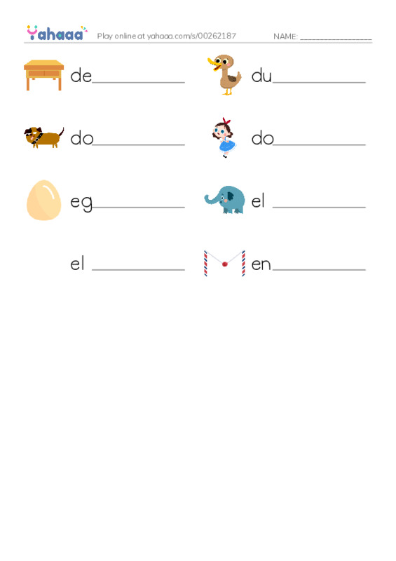 Write the word rows worksheet for DEF