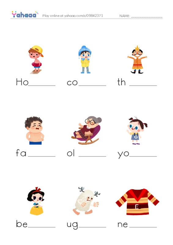 Finish the word worksheet for Adjectives 1