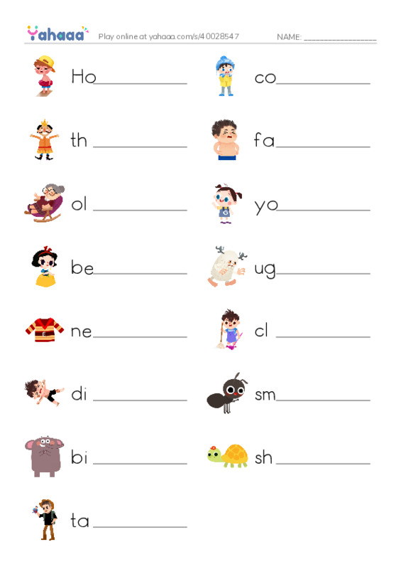 Write the word rows worksheet for Adjectives 1