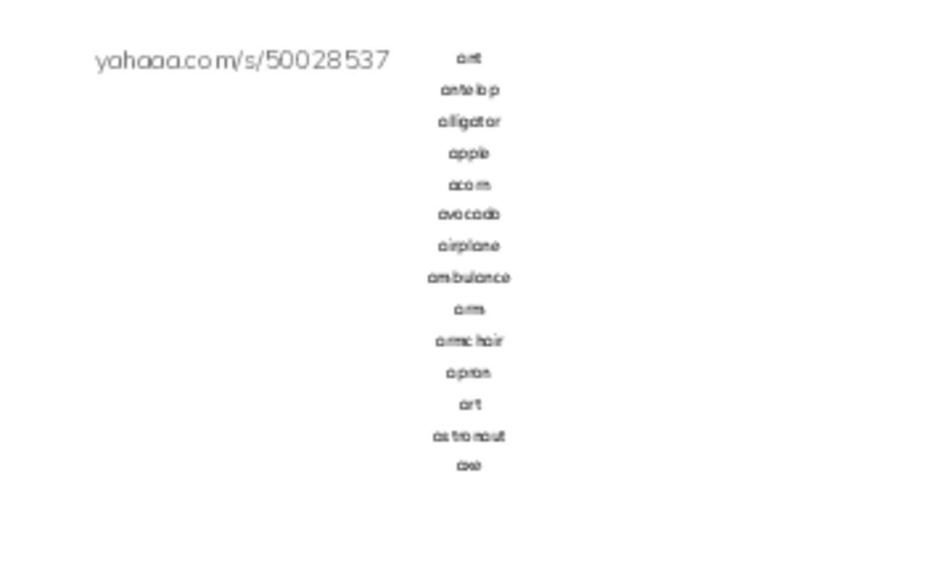 Index cards, words only worksheet for abcd