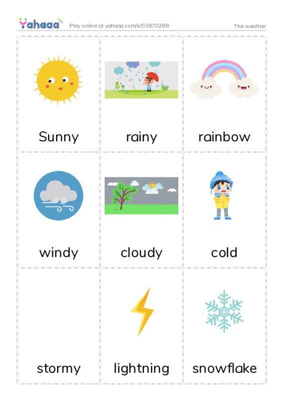 Picture flashcards worksheet for The weather