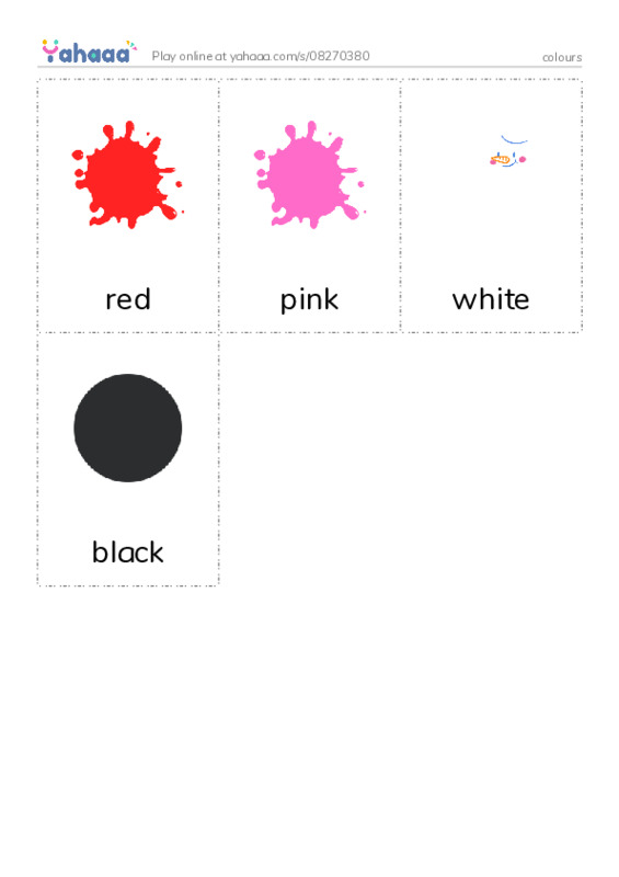 Picture flashcards worksheet for colours
