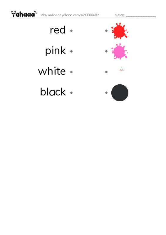 Draw a line to match worksheet for colours