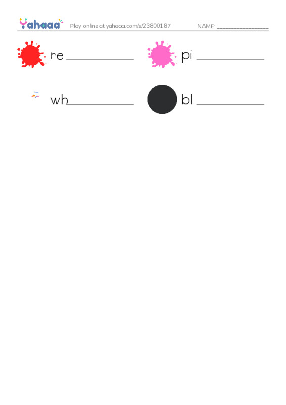 Write the word rows worksheet for colours