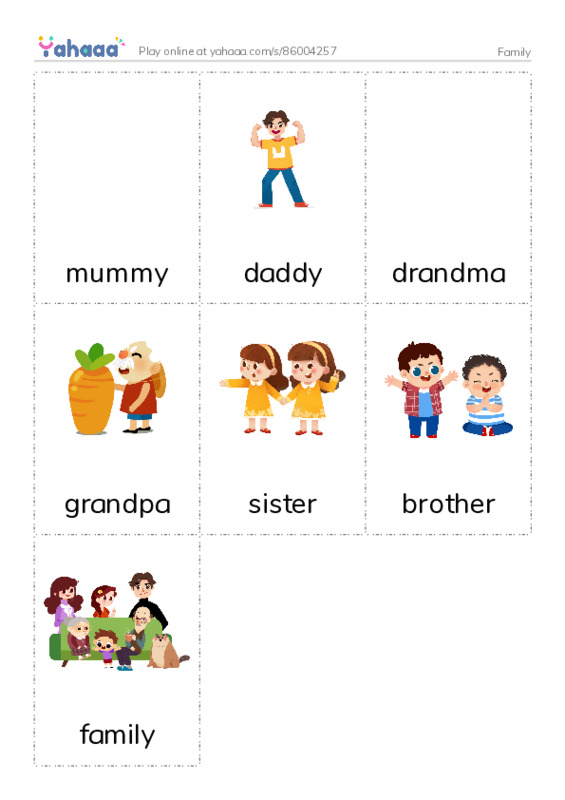 Picture flashcards worksheet for Family