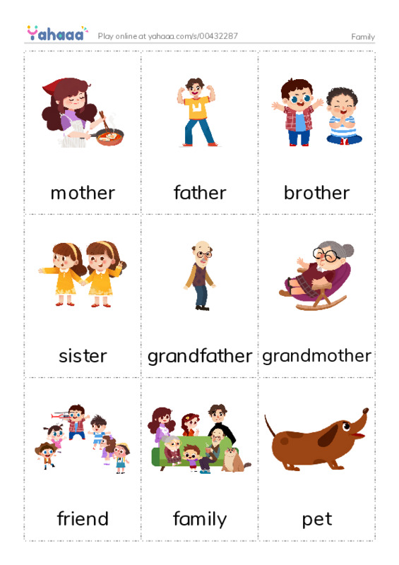 Picture flashcards worksheet for Family