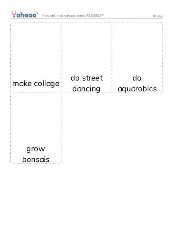 Picture flashcards worksheet for hoppy