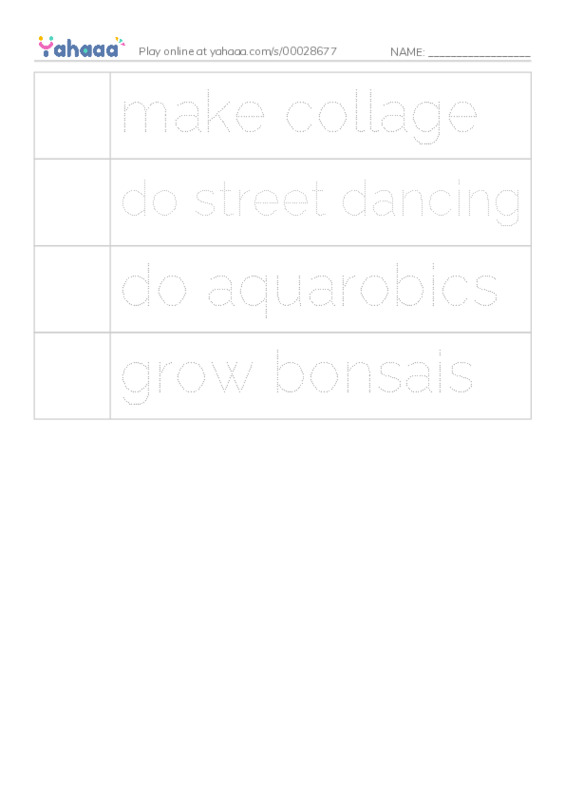 Picture and word rows worksheet for hoppy