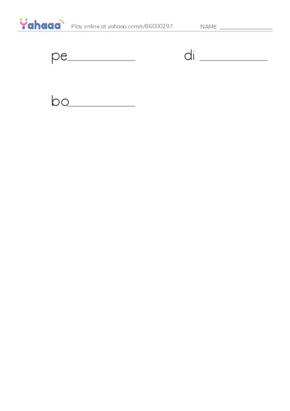 Write the word rows worksheet for body part