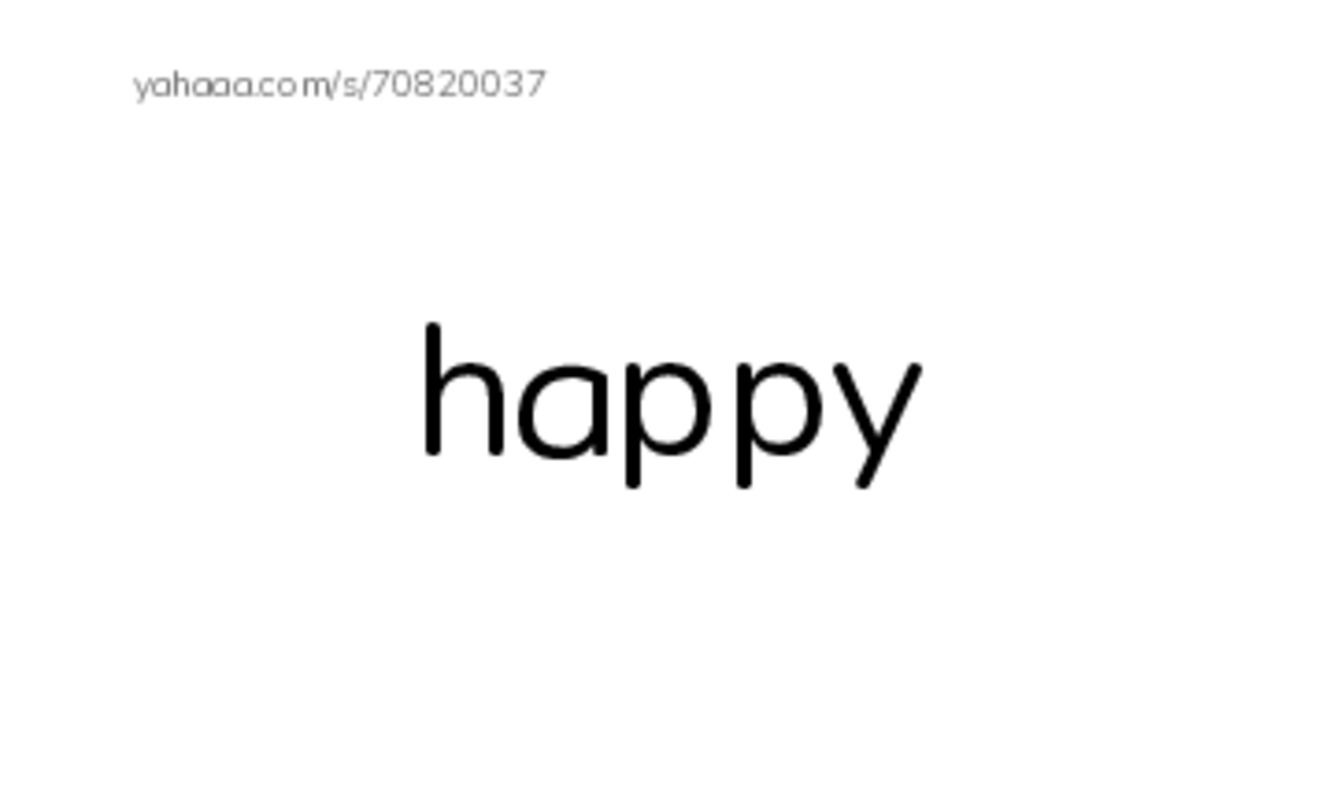Index cards, words only worksheet for He is happy