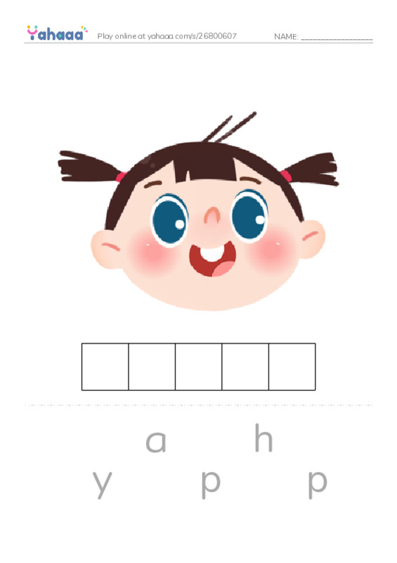 Letter scramble puzzle worksheet for He is happy