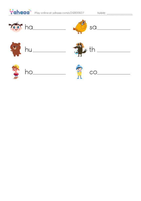 Write the word rows worksheet for He is happy