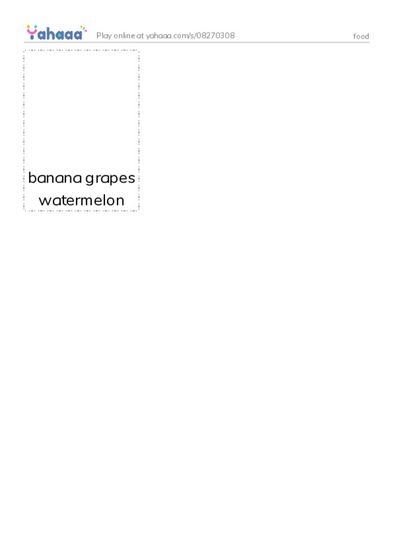 Picture flashcards worksheet for food