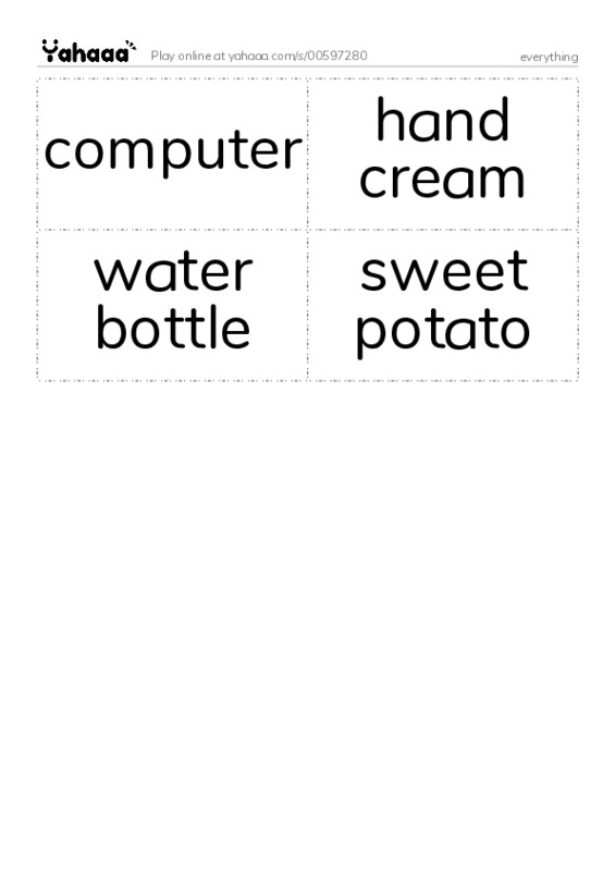 Word flashcards worksheet for everything