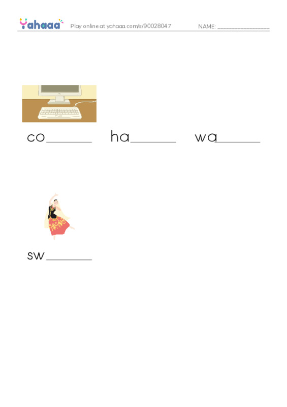 Finish the word worksheet for everything