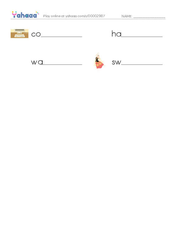 Write the word rows worksheet for everything