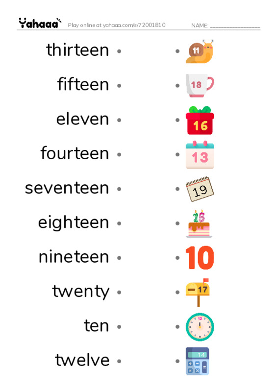 Draw a line to match worksheet for numbers