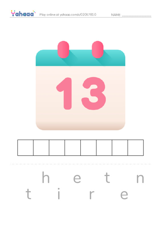 Letter scramble puzzle worksheet for numbers